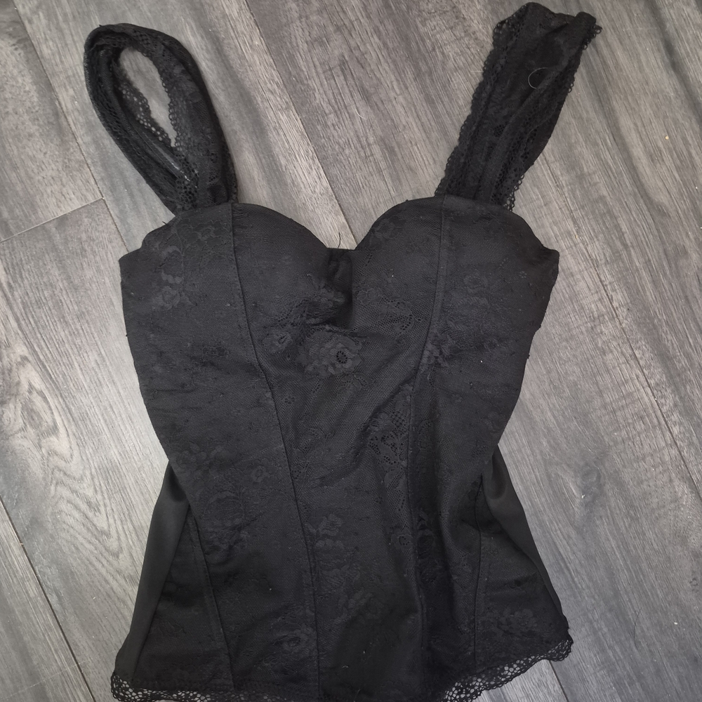 Spirit Halloween Black Lace Corset Tank Top - Size M